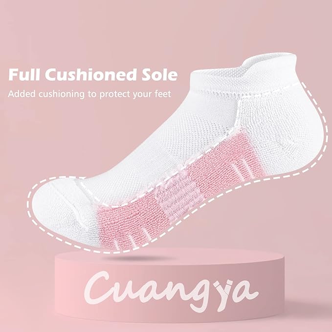 Ankle Socks Women Athletic No Show Socks Running Comfort Cushioned 5-Pairs