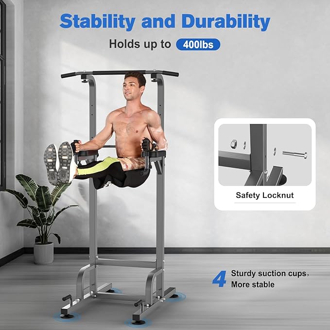 RELIFE REBUILD YOUR LIFE Power Tower Pull Up Bar Station Workout Dip Station for Home Gym Strength Training Fitness Equipment