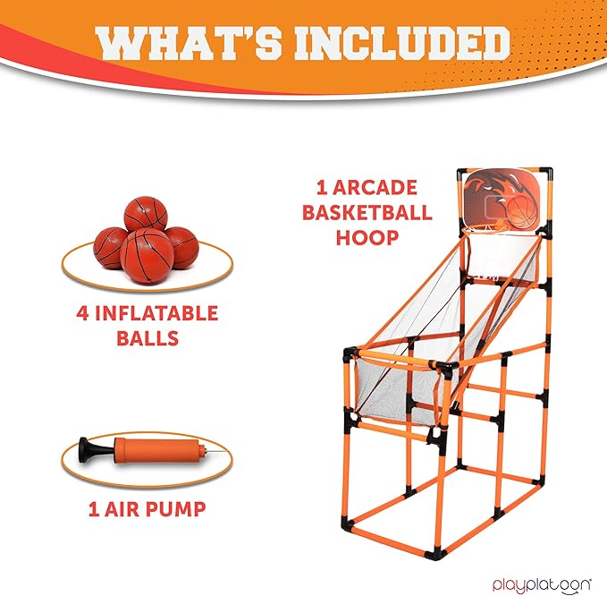 Play Platoon Kids Indoor Basketball Hoop - Arcade 4-12 Year 62 Inch 4 Balls
