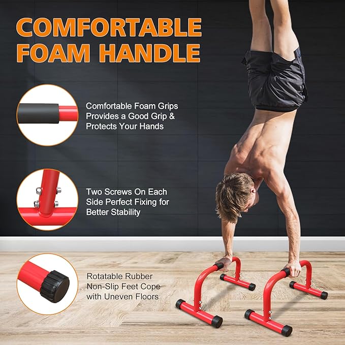 MIUDGIG Adjustable Height Parallel Push Up Stand, Dip Stand Station for Strength Training, Heavy Duty Steel Parallel Bar Station, Home Gym Fitness Workout Dip bar Station,Tricep Dips,Pull-Ups,Push-Ups