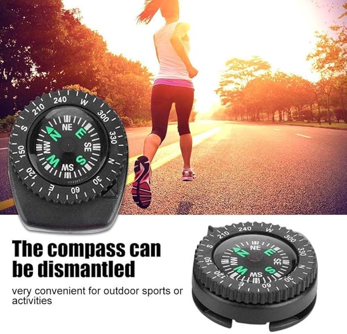Button Compass - Mini Black Survival Compass Compass