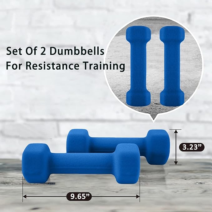 Weights Dumbbells set of 2 Fitness for Man Woman Home Gym Health Exercise 10LB Blue Rubber Hex Dumb Bells