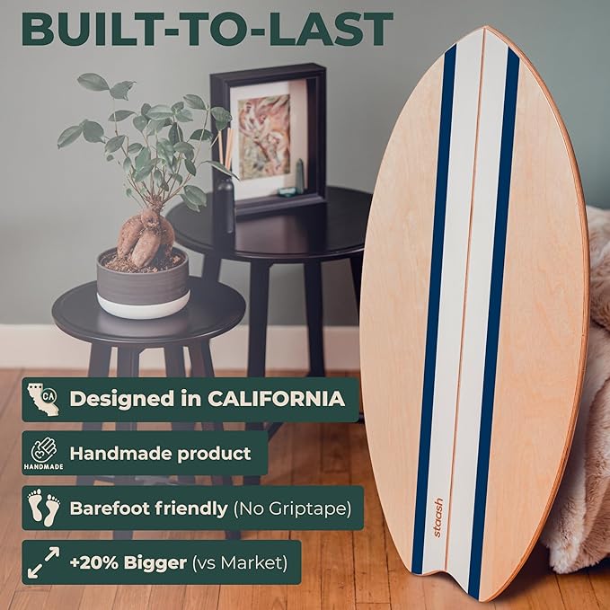 STAASH® Balance Board – Starter (Board + Roller) or Full Kit (w/Mat, Ball & Disc) – Core Balance Trainer for Fitness, Rehab, Surf – Free Coaching Videos