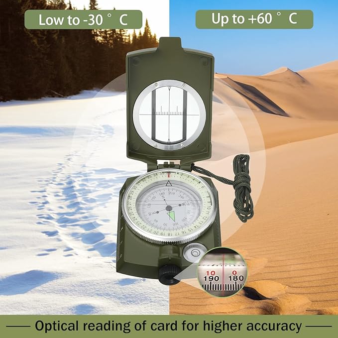 Xuhal Compass Hiking Survival Compass Military Grade Lensatic