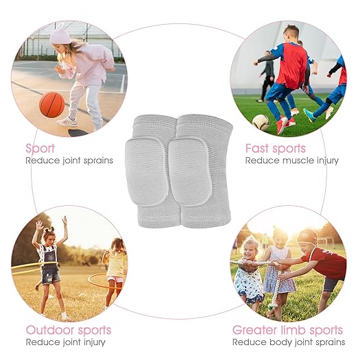 Knee Pads for Kids Suit for Age 7-12 Years, Wrestling Knee Pads Volleyball Knee Pads Thick Sponge Youth Girls Anit-Slip Sport Knee Support Brace for Volleyball Dance Yoga Running Climbing Grey