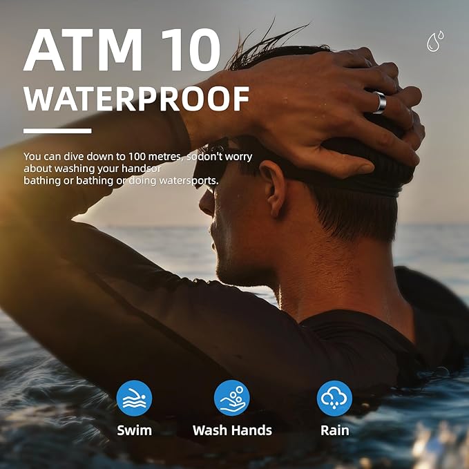 Smart Ring Pro, Fitness Tracker with Heart Rate, Blood Pressure, Stress, Sleep Tracking, Step Tracking, 10ATM Waterproof, Smart Ring for iPhone and Android (Gold 2.0, 9)