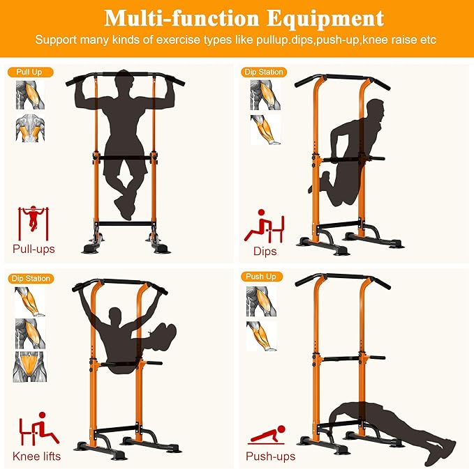 DlandHome Power Tower Dip Station Pull Up Bar