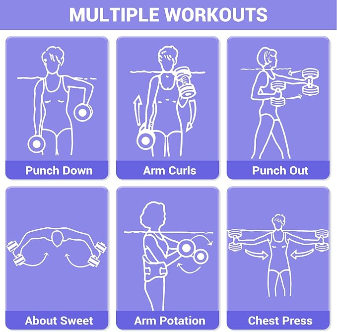 Sportneer Water Weights Aquatic Exercise Dumbbells Water Dumbbell Aerobics Workouts Set of 2 EVA Foam Pool Weights Dumbbells Set Aqua Fitness Barbells Equipment for Water Aerobics Weight Loss