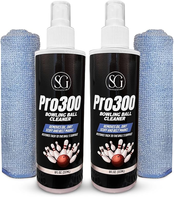 Bowling Ball Cleaner Spray - Oil, Scuff, and Belt Mark Cleaner Restores Tack, Prolongs Lifespan of Ball - EPA Safer Bowling Ball Restoration - Bowling Accessories - 8FL Oz