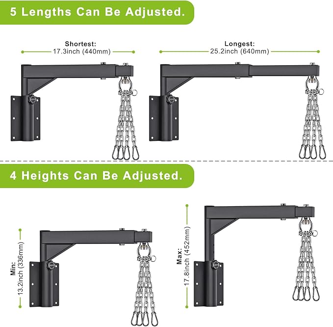 BeneLabel Wall Mount Heavy Bag Hanger, Heavy Duty Punching Bag Stand, Boxing Bag Bracket for Home Gym Indoor Outdoor, 800 LB Capacity