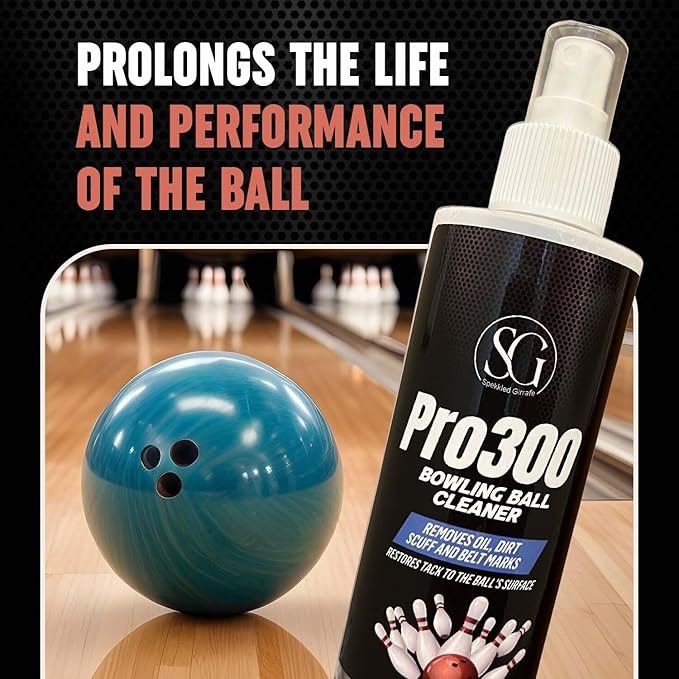 Bowling Ball Cleaner Spray - Oil, Scuff, and Belt Mark Cleaner Restores Tack, Prolongs Lifespan of Ball - EPA Safer Bowling Ball Restoration - Bowling Accessories - 8FL Oz