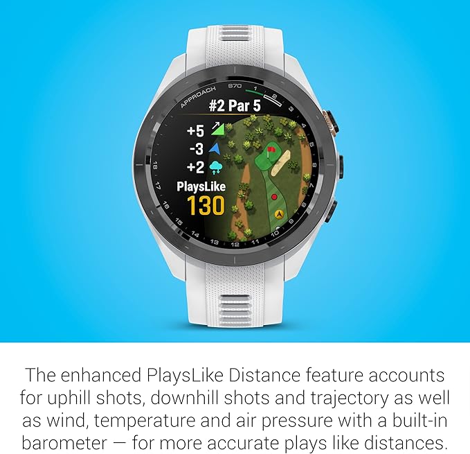 Garmin Approach S70 Golf Smartwatch | AMOLED Display | Shot Execution/Putt Alignment | Golfing System with Approach CT10 Starter Kit, Club Tracking System (3 Sensors) and Signature Stand Power Bundle