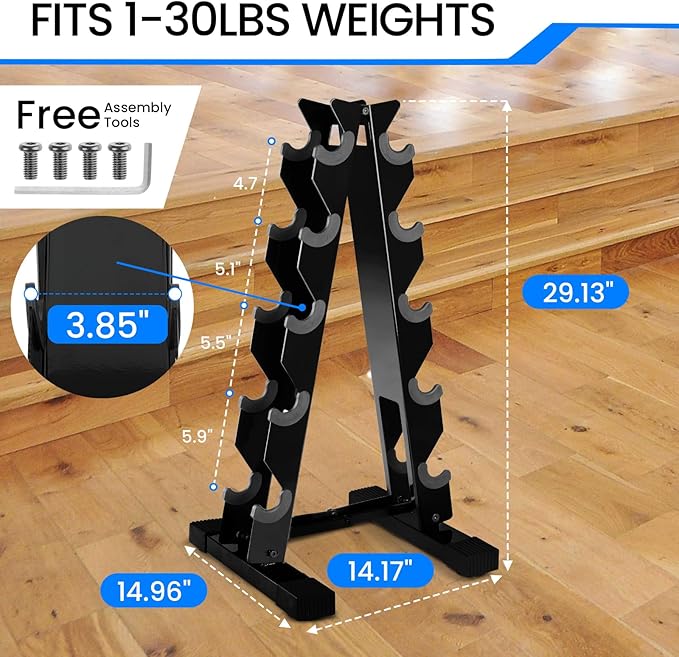 Dumbbell Weight Rack Stand Only - 260 LBS Weights Capacity, A-Frame Dumbbell Weight Rack Dumbbells Storage Racks for Dumbbells Weights Organizer Stand for Home Gym, Black