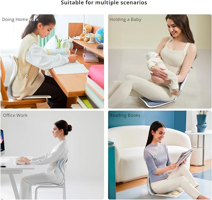 Foldable Lumbar Back Support Chair Ergonomic Curve for Posture Corrector Back Pain Relief Perfect for Floor Seat Officework Homework Small Size for Children Teenagers Youths (Yellow)