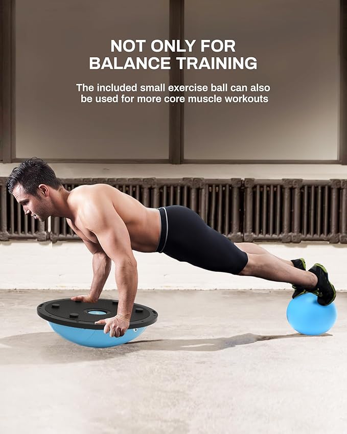 nonogo Half Balance Ball Trainer with Resistance Bands & Small Exercise Ball, Stability Ball for Core Strength, Full Body Workout, Yoga, Fitness, Physical Therapy