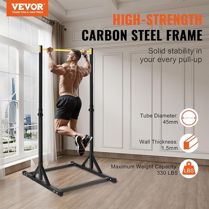 VEVOR Power Tower Pull Up Bar Station 8-Level Adjustable 330LBS Loading,