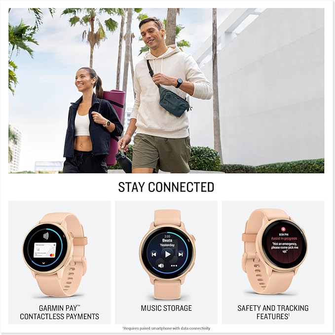 Garmin Vivoactive 6 Smartwatch Metallic Pink Dawn with Pink Band Best Fitness GPS Smart-Watch with AMOLED Display, 11-Day Battery, 80+ Sports Apps, Activity Tracking Watch Bundle for Men &Women