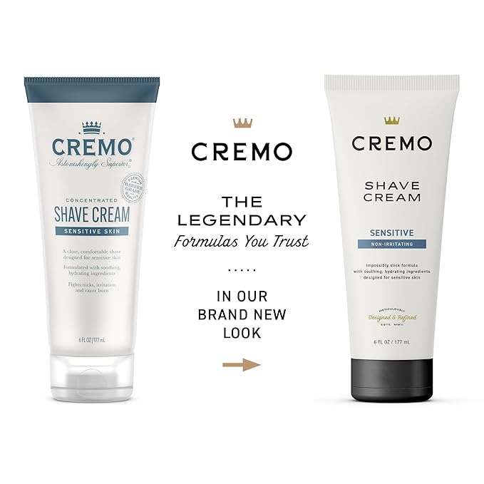 Cremo Sensitive Shave Cream, Astonishingly Superior Ultra-Slick Shaving Cream for Men, Fights Nicks, Cuts and Razor Burn, 6 Fl Oz