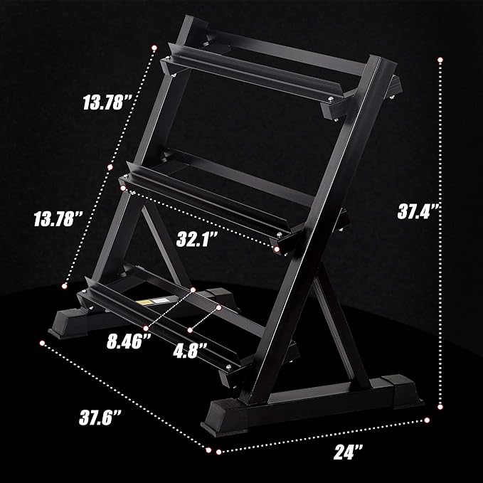 FDW 3-Tier Dumbbell Rack Weight Storage Rack for Home Gym,Multilevel Weight Rack Suitable for Dumbbells of Different Sizes