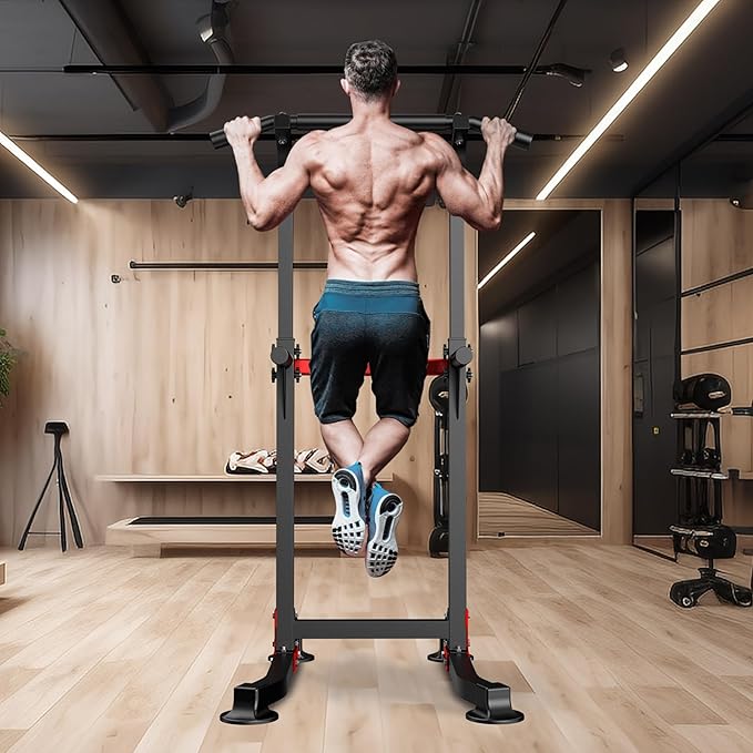 Wesfital Pull Up Bar Dip Bar Power Tower Workout Dip Station Height Adjustable Free Standing Chin Up Bar Home Gym Equipment 330LBS Weight Capacity