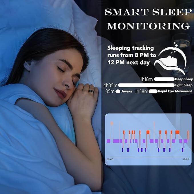 Smart Health Ring for Women Men Fitness Tracker with Heart Rate, Blood Oxygen, Blood Pressure, Sleep Monitoring, Step Counting, IP68 Waterproof for iPhone and Android, No Subscription Fee, Gold 9