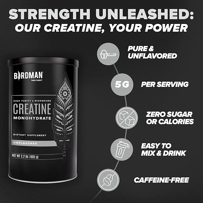 BIRDMAN Micronized Creatine Monohydrate Powder 200 Servings (5 grams 2.2lb.