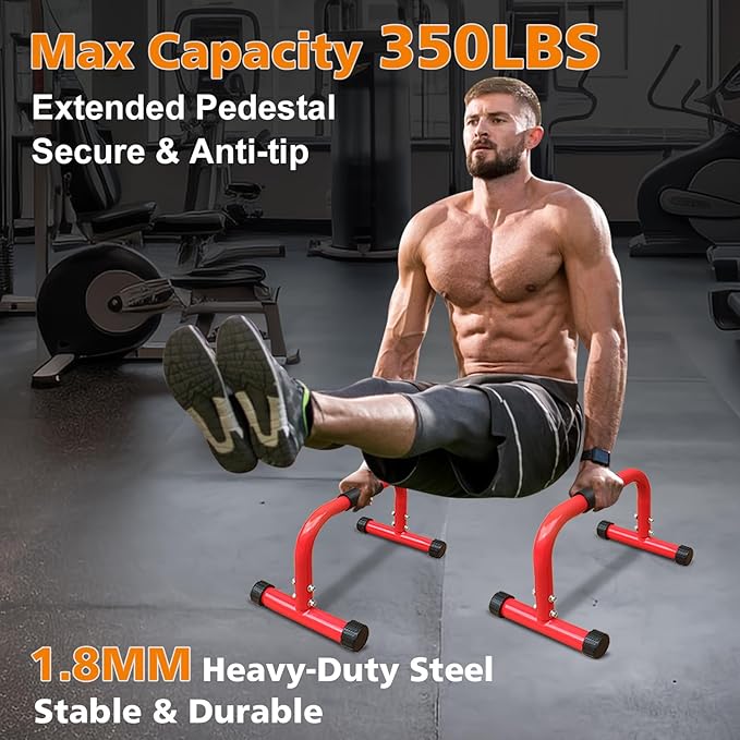 MIUDGIG Adjustable Height Parallel Push Up Stand, Dip Stand Station for Strength Training, Heavy Duty Steel Parallel Bar Station, Home Gym Fitness Workout Dip bar Station,Tricep Dips,Pull-Ups,Push-Ups