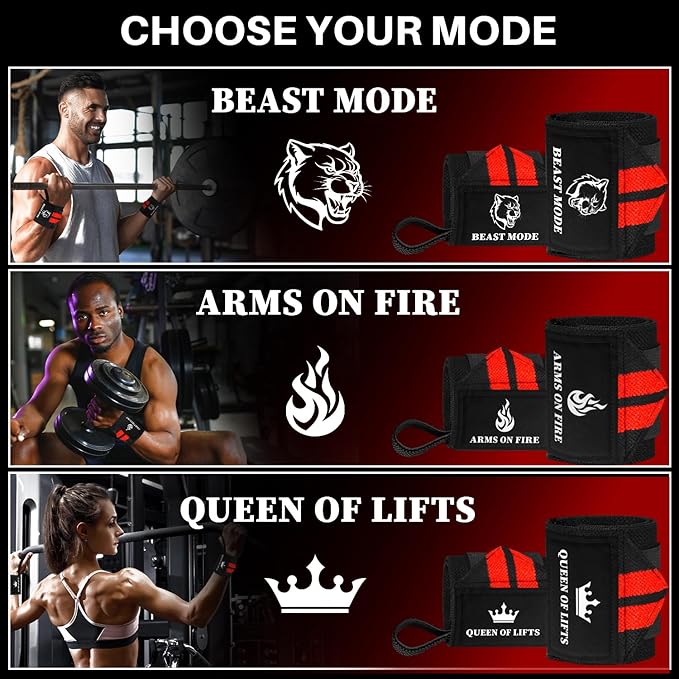 TECEUM Weightlifting 18" & 12" Wrist Wraps with Thumb Loop β Heavy Duty Wrist Workout Braces for Men and Women β Ideal for Powerlifting, Strength Training, Bodybuilding