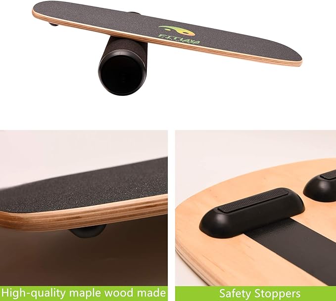 Fitlaya Fitness Balance Board Trainer Wooden Training Equipment for Fitness Workout, Hockey, Skateboarding, Surfing and Snowboarding