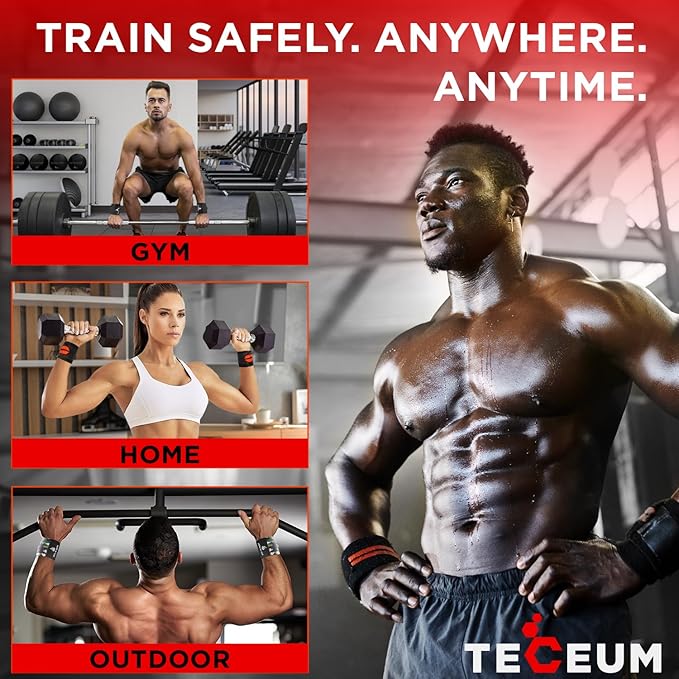 TECEUM Weightlifting 18" & 12" Wrist Wraps with Thumb Loop β Heavy Duty Wrist Workout Braces for Men and Women β Ideal for Powerlifting, Strength Training, Bodybuilding