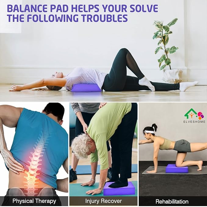 Small Balance Board, Exercise Balance Pad, Yoga Mat Thick, Non-Slip Foam Pad, Yoga Mats for Balance Exercise Stability Workout, Knee Pads Trainer for Physical Therapy Strength Training Ankle Exercises