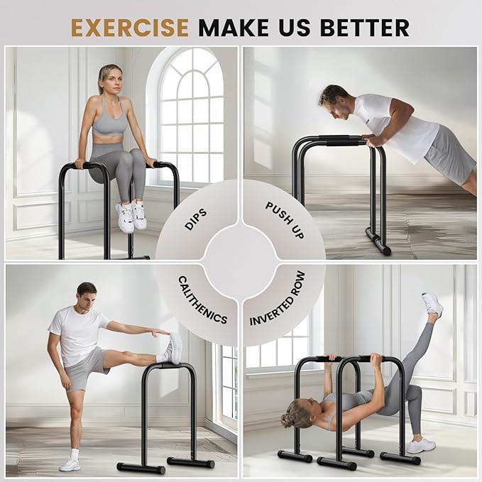 Sportsroyals Dip Bar, Adjustable Dip Stands Station for Home, Functional Heavy Duty Parallette Bars for Upper Body Workout (400/1200LBS Loading Capacity, 2025 New Version)