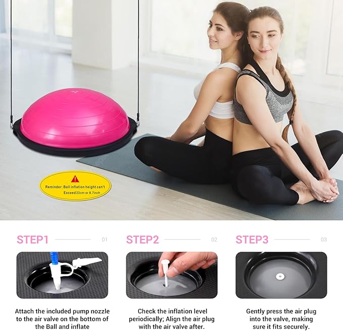 Nice C Balance Ball, Half Ball, Balance Ball, Exercise Workout Trainer, with Resistant Band, Strength Fitness Yoga with Bonus Foot Pump
