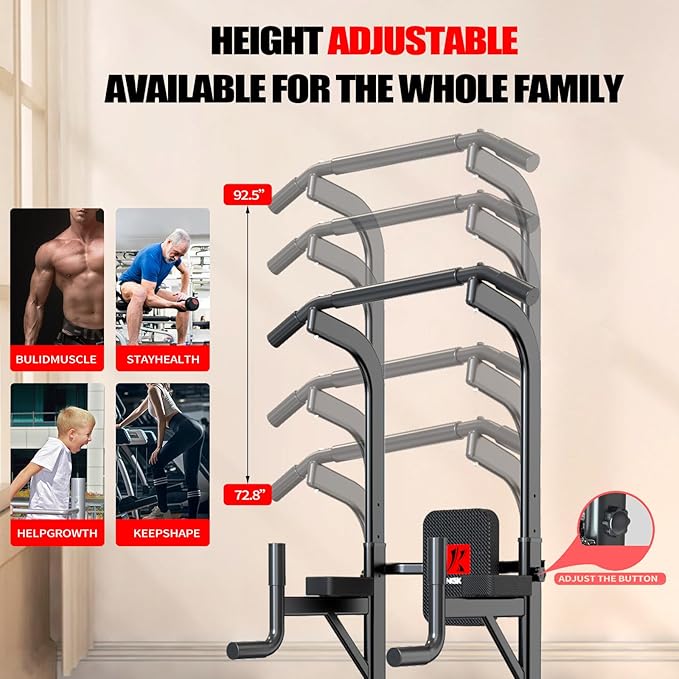 Power Tower Adjustable Height Pull Up & Dip