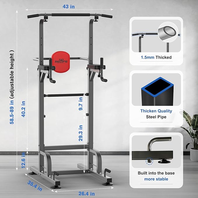 RELIFE REBUILD YOUR LIFE Power Tower Pull Up Equipment,450LBS