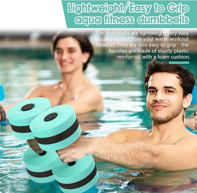 Aquatic Exercise Dumbbells, 2PCS Aqua Fitness Barbells, EVA-Foam Water Rings Dumbbell Set, Pool Weights Dumbbells Set for Water Aerobics Weight Loss, Pool Fitness, Water Exercise