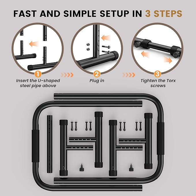 Sportsroyals Dip Bar, Adjustable Dip Stands Station for Home, Functional Heavy Duty Parallette Bars for Upper Body Workout (400/1200LBS Loading Capacity, 2025 New Version)