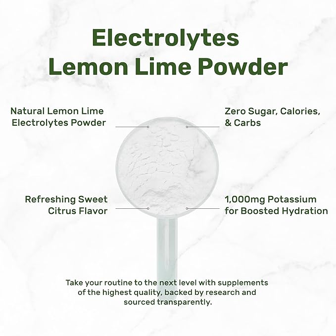 DEAL SUPPLEMENT Electrolytes Powder, 1lb – Lemon Lime – No Sugar Electrolyte Drink Mix – 1,000mg High Potassium Per Serving – Supports Natural Hydration & Energy – Non-GMO, Gluten Free