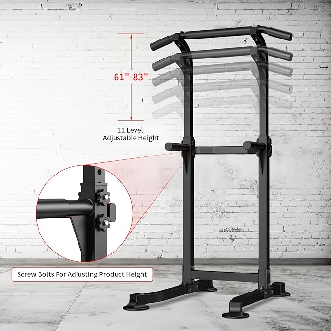 Wesfital Pull Up Bar Dip Bar Power Tower Workout Dip Station Height Adjustable Free Standing Chin Up Bar Home Gym Equipment 330LBS Weight Capacity