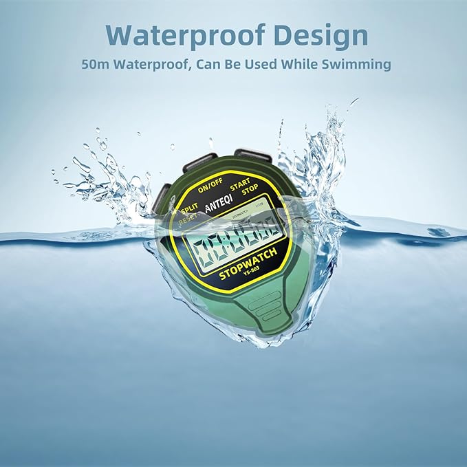 Waterproof Stopwatch, Large Display Simple Silent Stop Watch