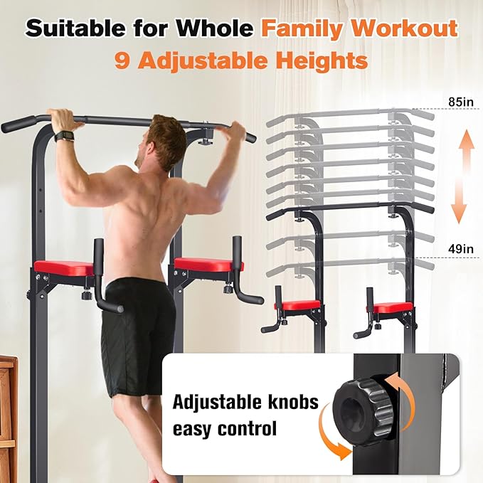 RELIFE REBUILD YOUR LIFE Power Tower Pull Up Bar Station Workout Dip Station for Home Gym Strength Training Fitness Equipment