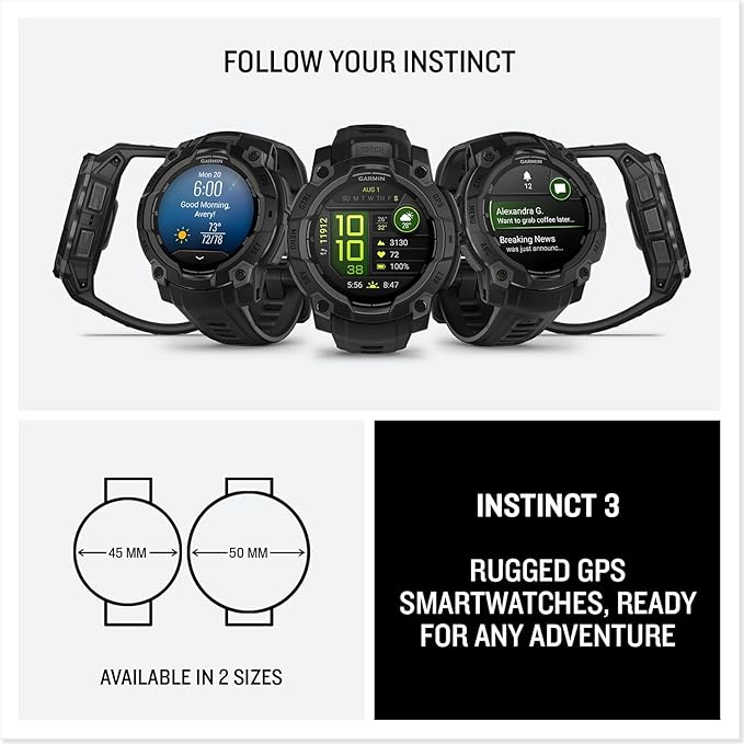Garmin Instinct 3 Advanced GPS Adventure Watch, Neo Tropic with Twilight Band | 50mm AMOLED Display | Wrist Based Heart Rate Monitor, Up to 24 Days of Battery Life with Signature Stand Power Bundle