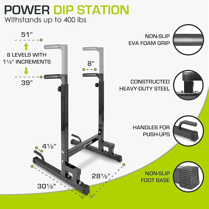 ProsourceFit Power Dip Station Adjustable Height Upper Body