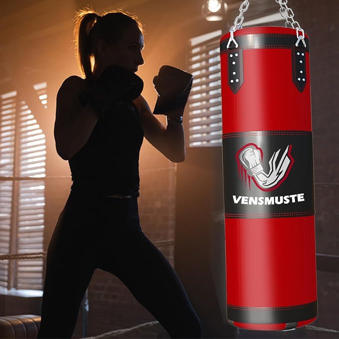 Punching Bag for Adults, 4FT Oxford Heavy Boxing Bag Set, Punching Bag with 12OZ Boxing Gloves, Chains, Hand Wraps, etc. Suitable for MMA Karate Kickboxing Boxing - Unfilled