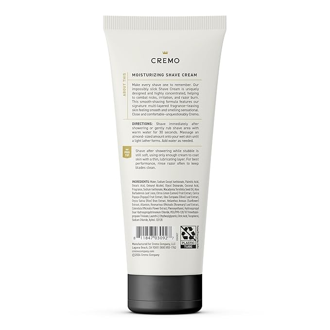 Cremo Sage & Citrus Shave Cream, Astonishingly Superior Ultra-Slick Shaving Cream for Men, Fights Nicks, Cuts and Razor Burn, 6 Fl Oz