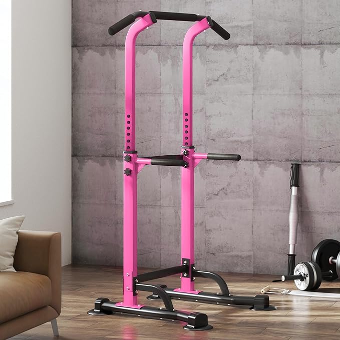 SogesPower Power Tower Dip Station Pull Up Bar for Home Gym Adjustable Height Strength Training Workout Equipment,Pull Up Bar Station