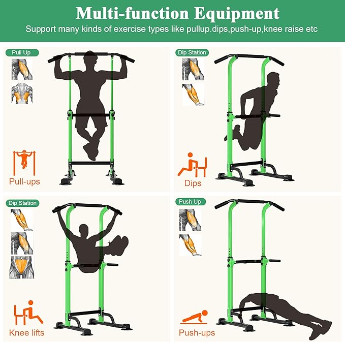 DlandHome Power Tower Dip Station Pull Up Bar