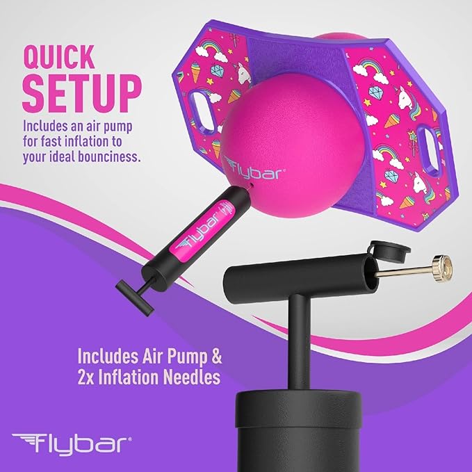 Flybar Pogo Trick Ball for Kids, Bounce Board for Boys and Girls Ages 6+, Up to 160 lbs, Includes Pump, Easy to Carry Handle, Durable Plastic Deck Indoor, Outdoor Toy Pogo Jumper,