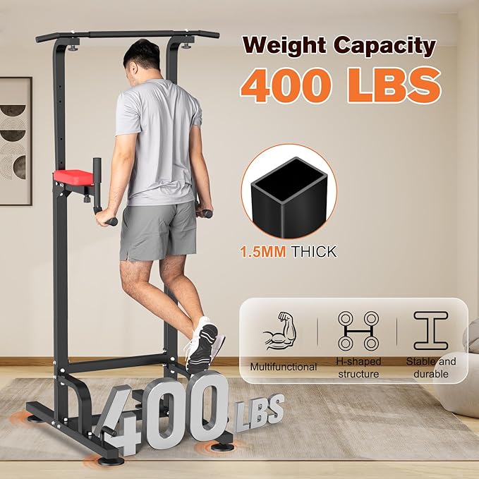 RELIFE REBUILD YOUR LIFE Power Tower Pull Up Bar Station Workout Dip Station for Home Gym Strength Training Fitness Equipment