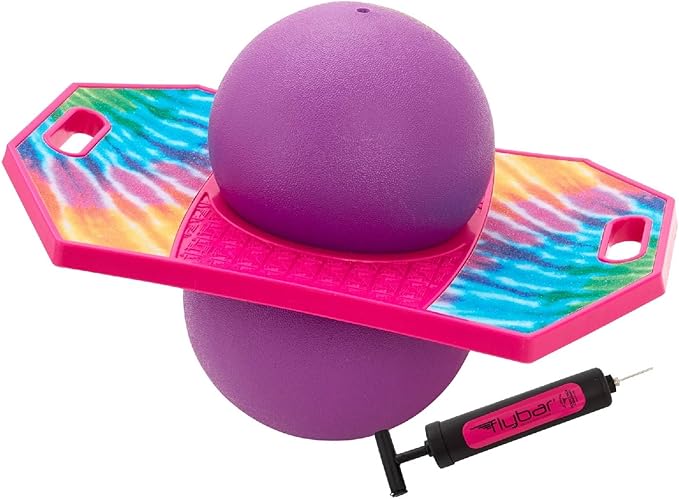 Flybar Pogo Trick Ball for Kids, Bounce Board for Boys and Girls Ages 6+, Up to 160 lbs, Includes Pump, Easy to Carry Handle, Durable Plastic Deck Indoor, Outdoor Toy Pogo Jumper,